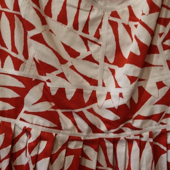 Talbots Collection Red White Floral A-Line Dress Classic Cotton Work Office 12 - Picture 5 of 11
